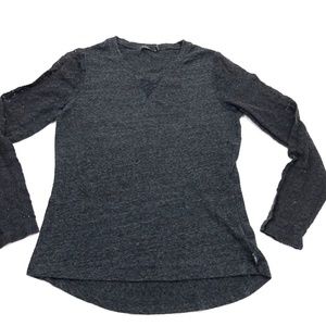 PrAna Gray Crocheted V Neck High Low Long Sleeve M